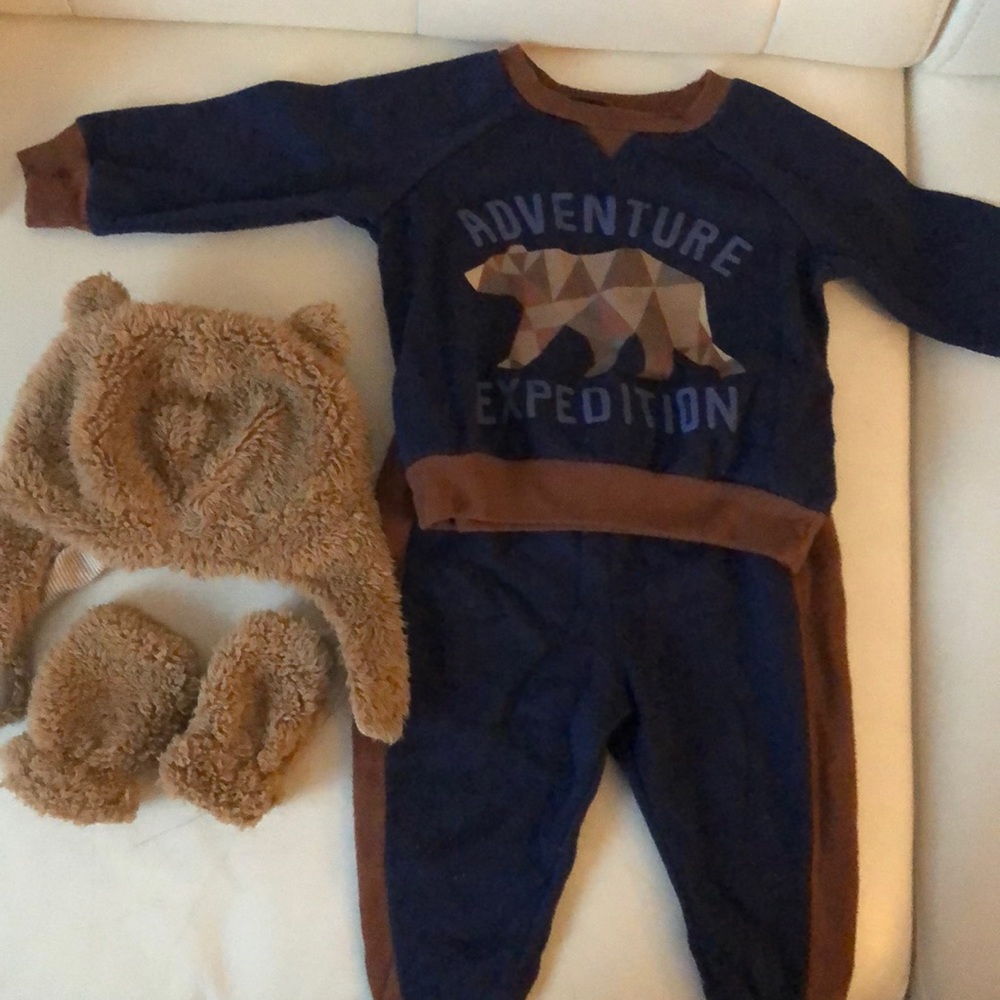 Baby boy set. Brown and blue